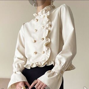 Chicwish Cream Ruffled Blouse